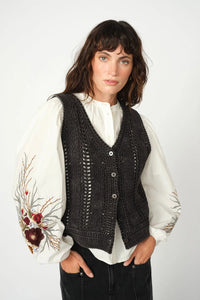 Albanju Knit Lace Vest - Phantom