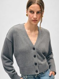 Organic Cotton Button Cardigan - Stone