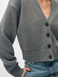 Organic Cotton Button Cardigan - Stone