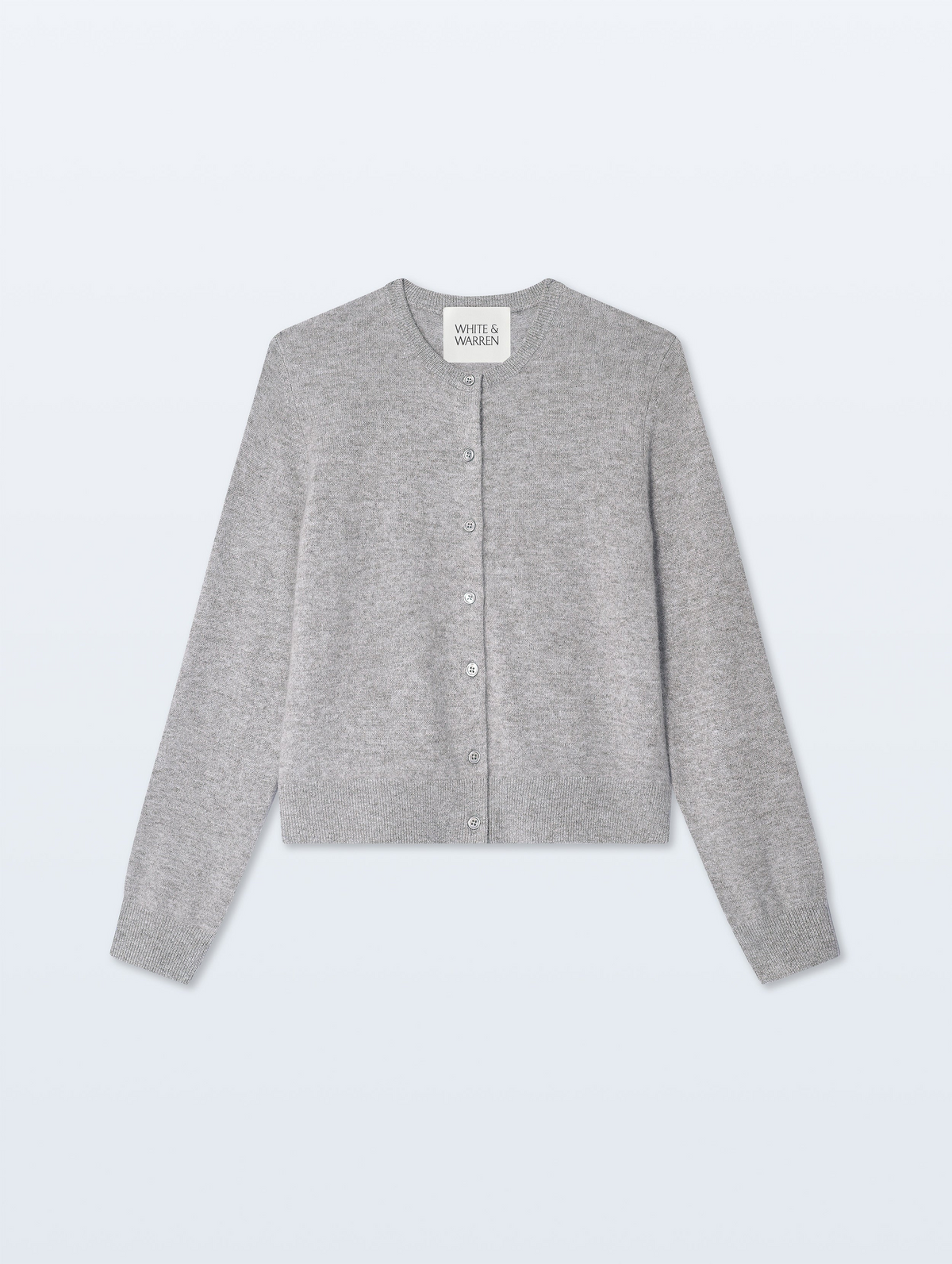 Cashmere Crewneck Cardigan - Grey Heather