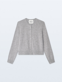 Cashmere Crewneck Cardigan - Grey Heather