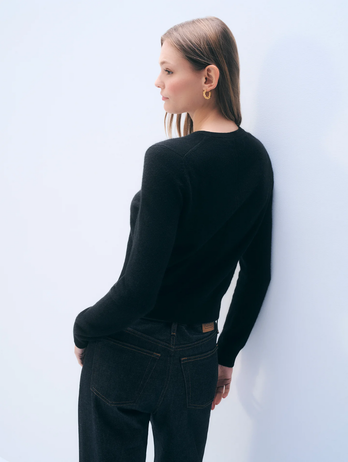 Cashmere Crewneck Cardigan - Black
