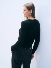 Cashmere Crewneck Cardigan - Black
