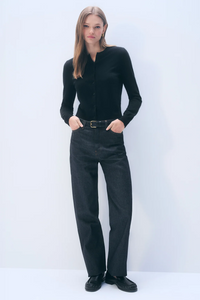 Cashmere Crewneck Cardigan - Black