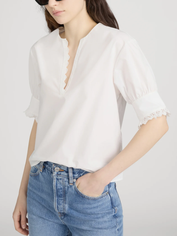 The Keepsake Popover Top - White