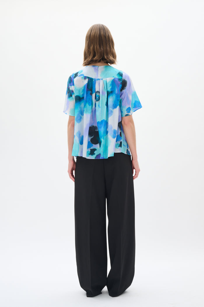 Freyah Top - Blue Watercolour Drops