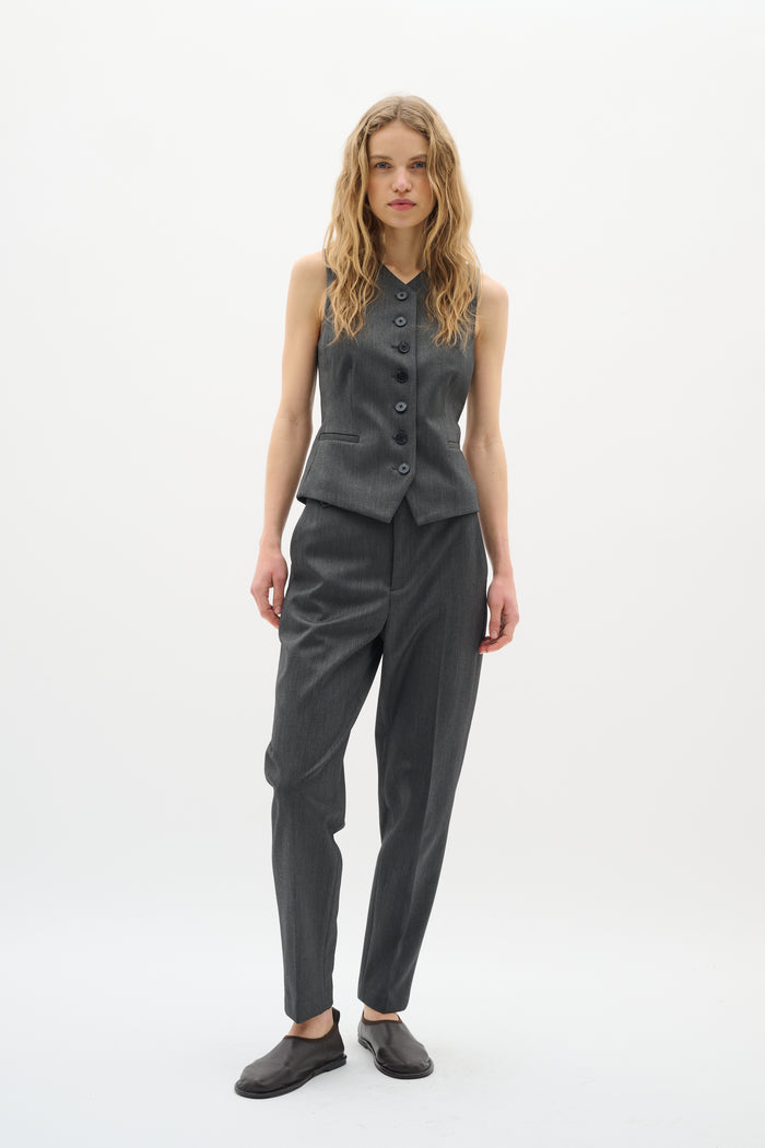 Brunilda Tapered Pant - Dark Grey Melange