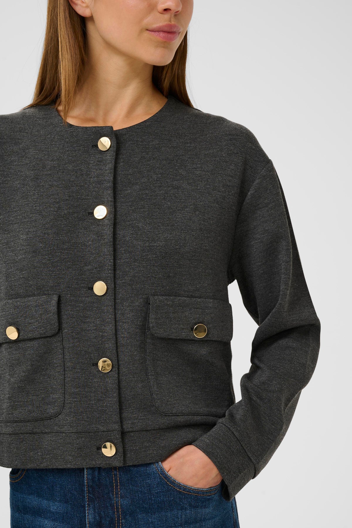 Gida Melange Vincent Jacket - Dark Grey Melange