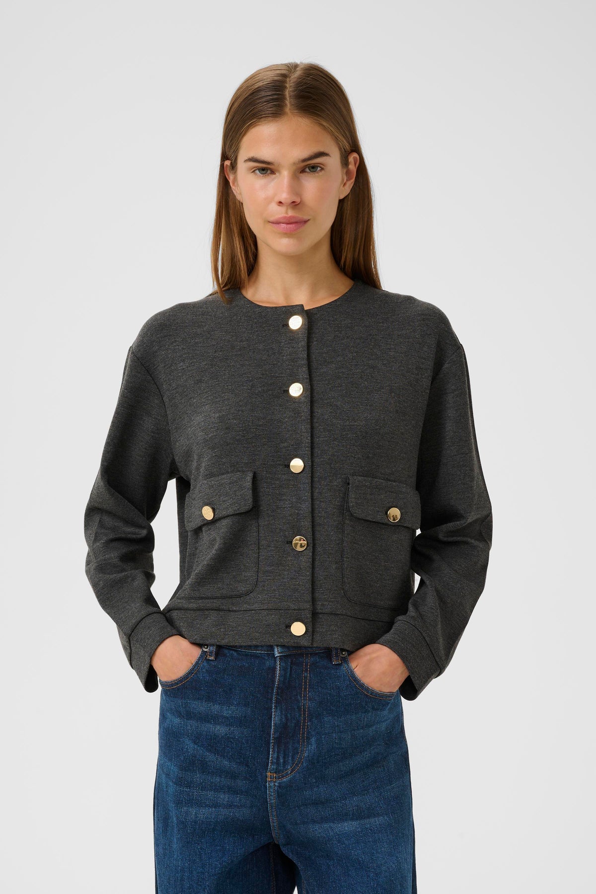 Gida Melange Vincent Jacket - Dark Grey Melange