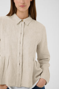 Dilana Pleated Shirt - Ecru Melange