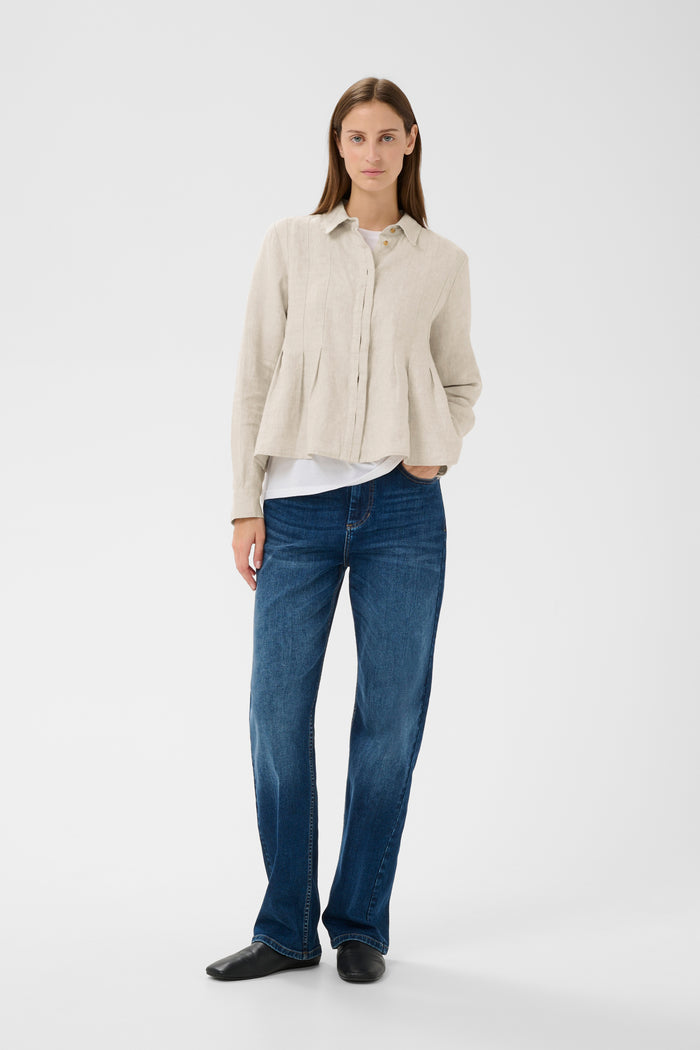 Dilana Pleated Shirt - Ecru Melange
