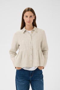 Dilana Pleated Shirt - Ecru Melange