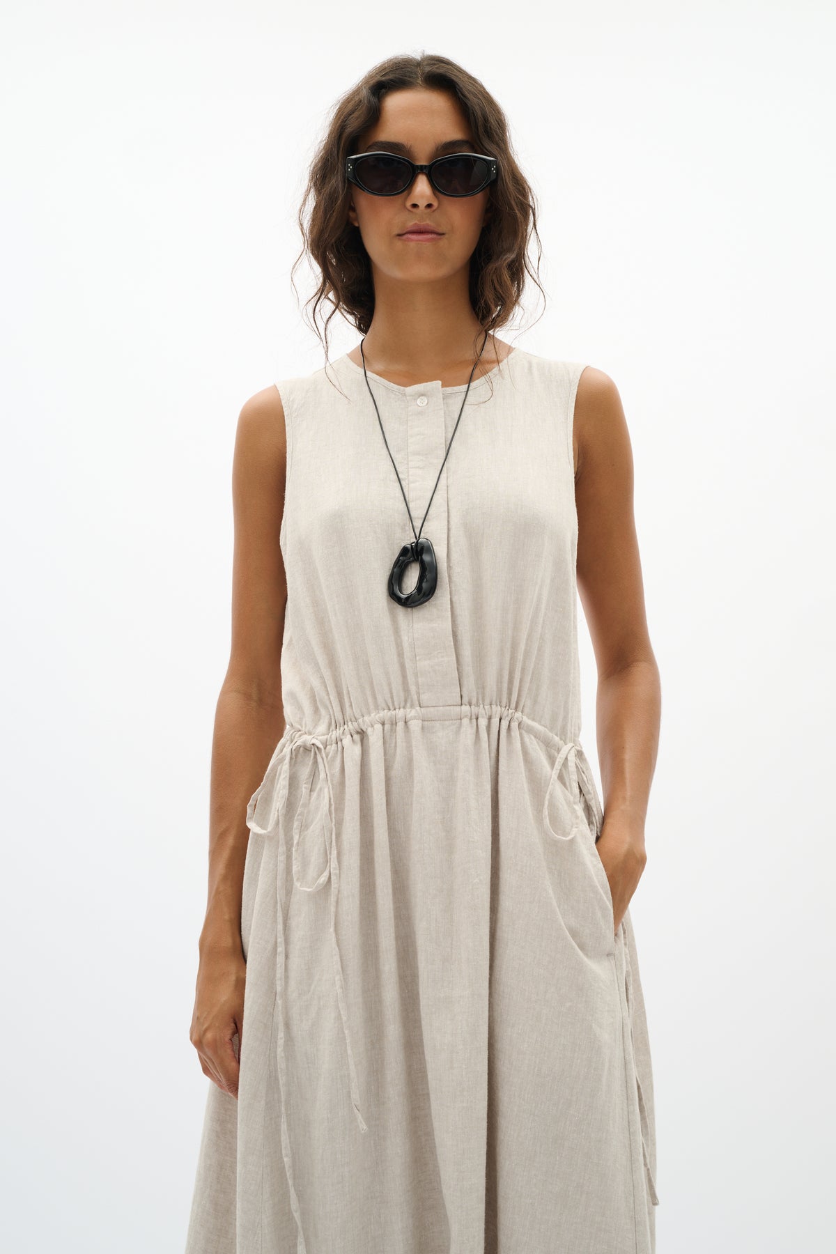 Rowan Drawstring Dress - Ecru