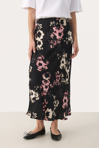 Laurina Skirt - Black Blurred Flower