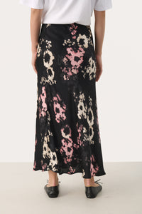 Laurina Skirt - Black Blurred Flower