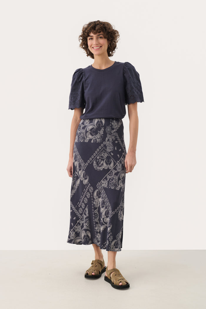 Laurina Skirt - Navy Graphic Paisley