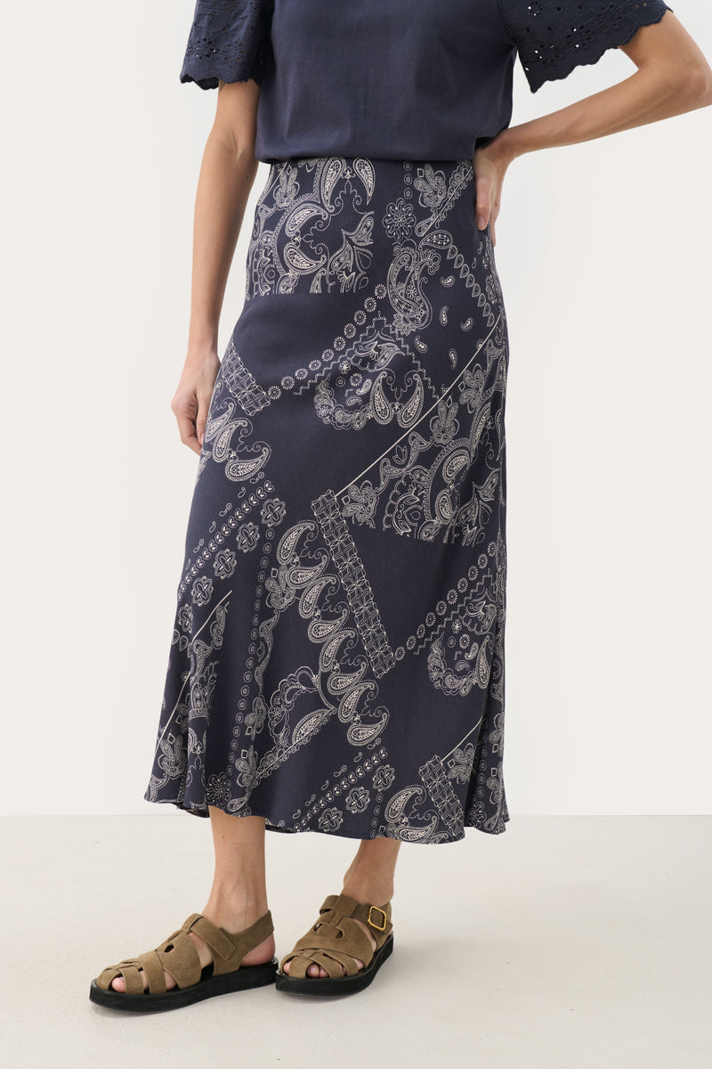 Laurina Skirt - Navy Graphic Paisley