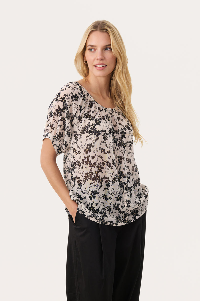 Rosanna Blouse - Black Contrast Floral