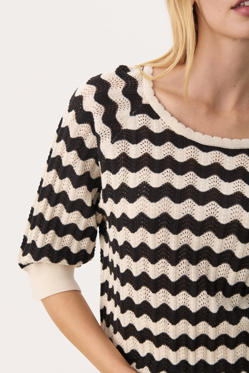 Rosine Pullover - Whitecap/Black Pointelle