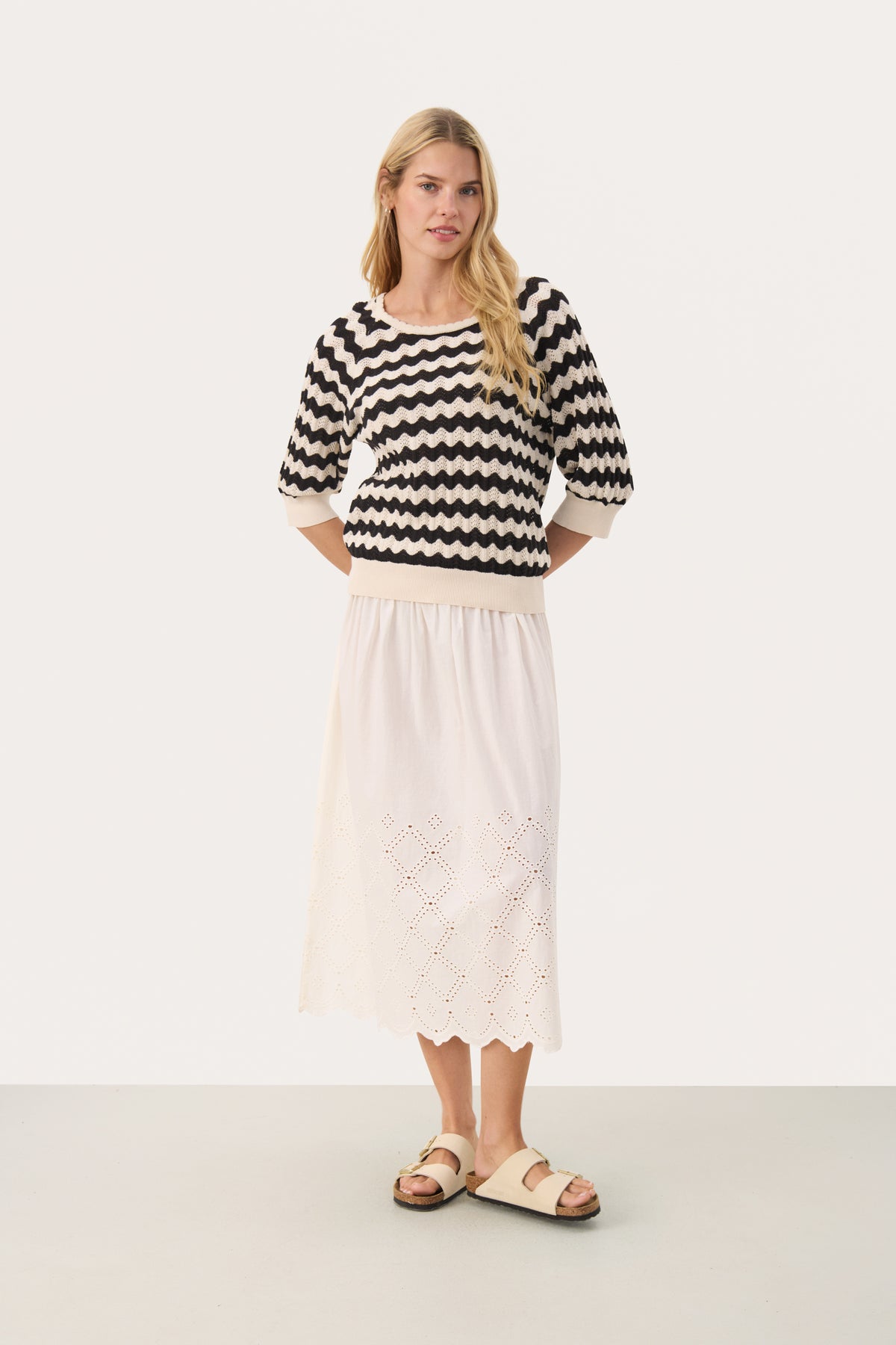 Rosine Pullover - Whitecap/Black Pointelle