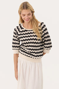 Rosine Pullover - Whitecap/Black Pointelle