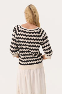Rosine Pullover - Whitecap/Black Pointelle