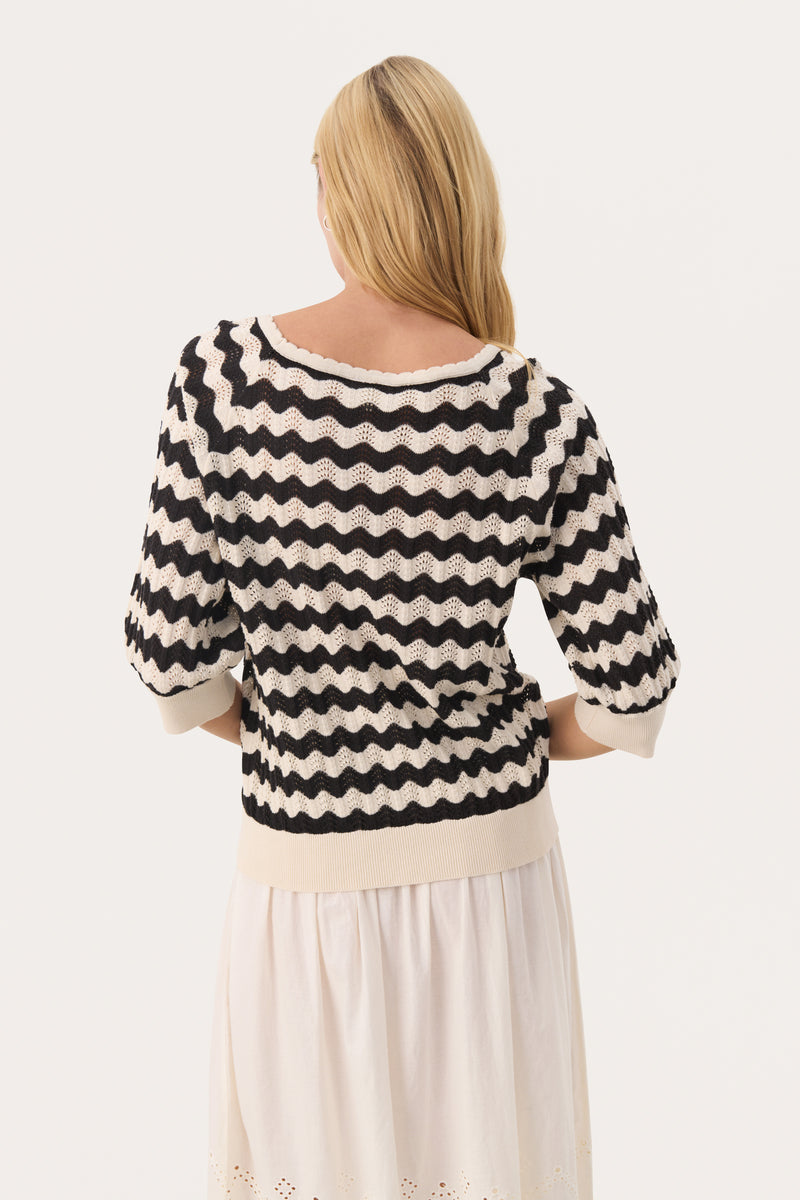Rosine Pullover - Whitecap/Black Pointelle