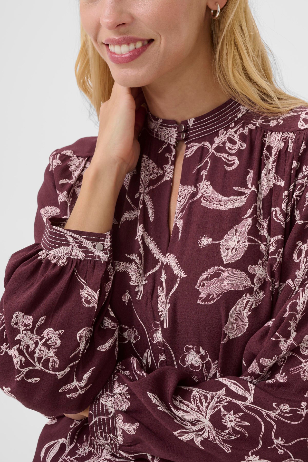 Shiroma Blouse - Tawny Port Botanic