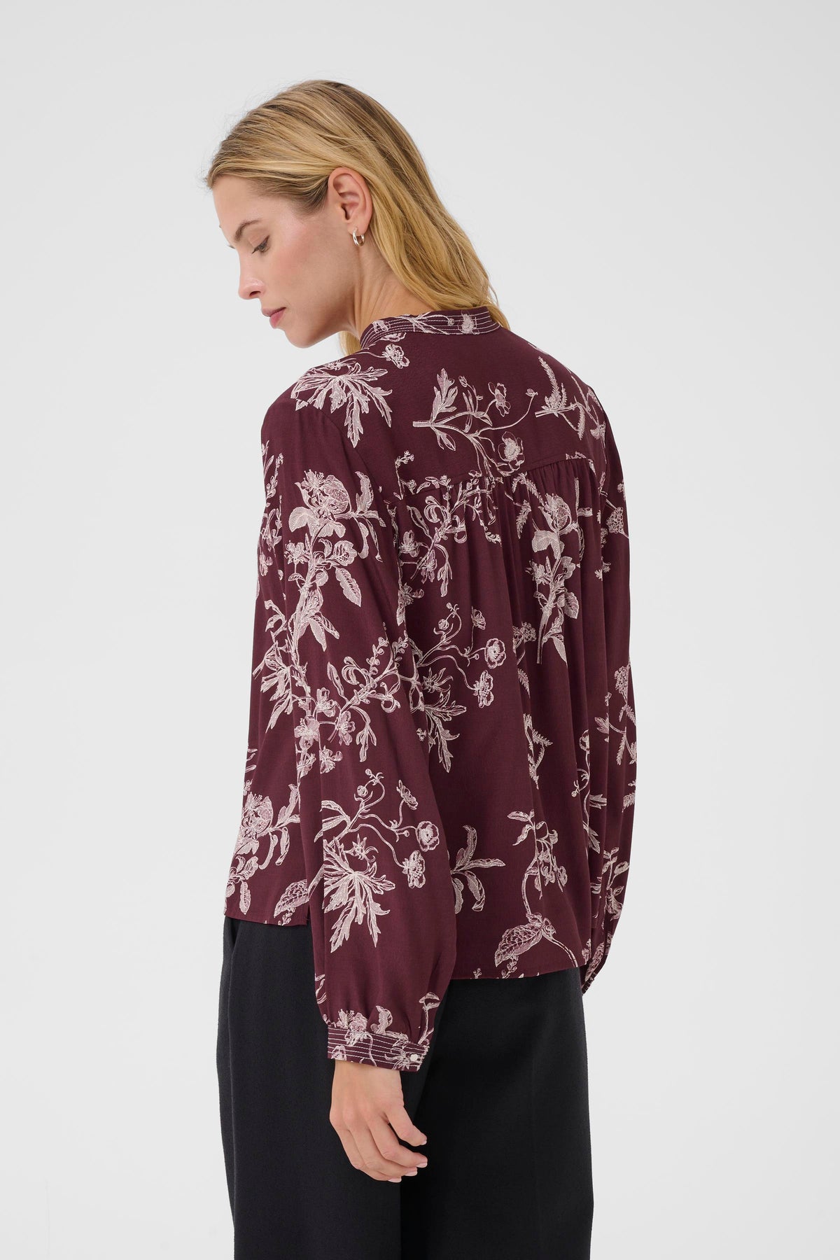 Shiroma Blouse - Tawny Port Botanic