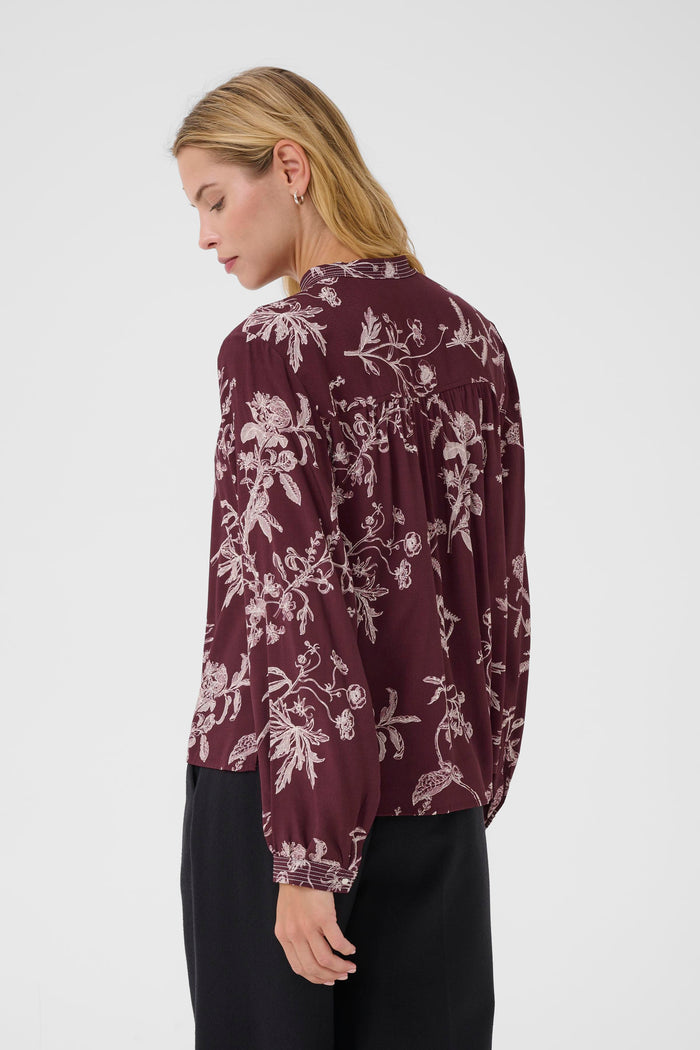 Shiroma Blouse - Tawny Port Botanic