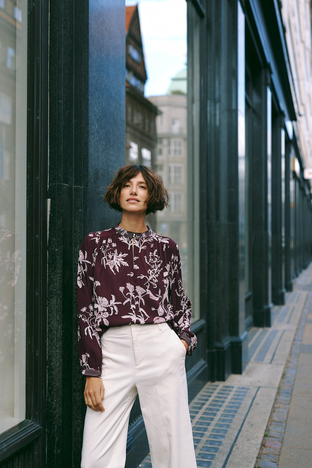 Shiroma Blouse - Tawny Port Botanic