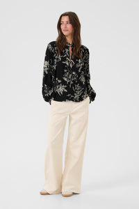 Shiroma Blouse - Black Botanical Print
