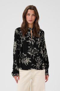 Shiroma Blouse - Black Botanical Print