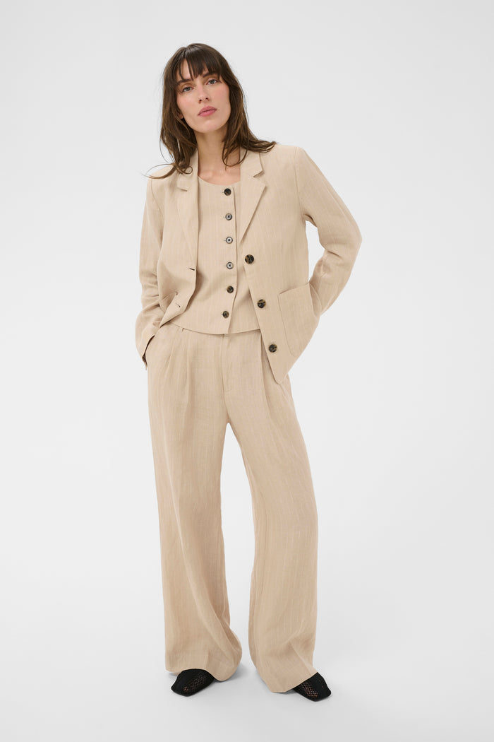 Alita Blazer - Neutral Pinstripe