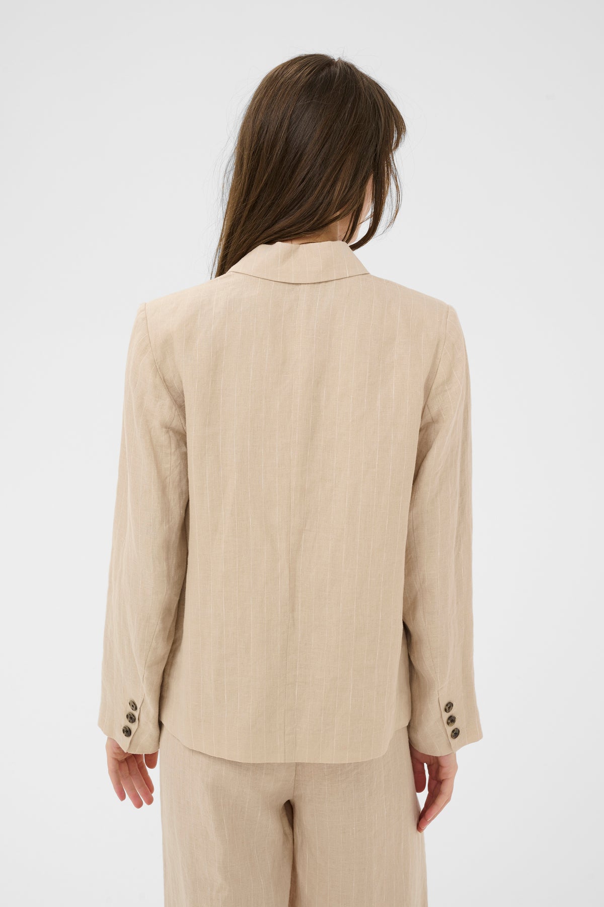 Alita Blazer - Neutral Pinstripe