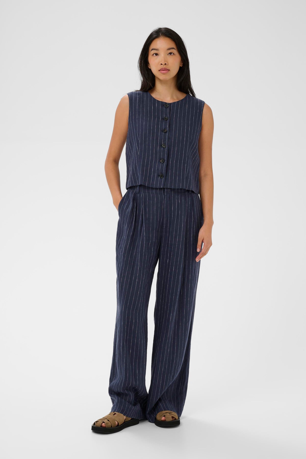 Azania Waistcoat - Blue Nights Pinstripe