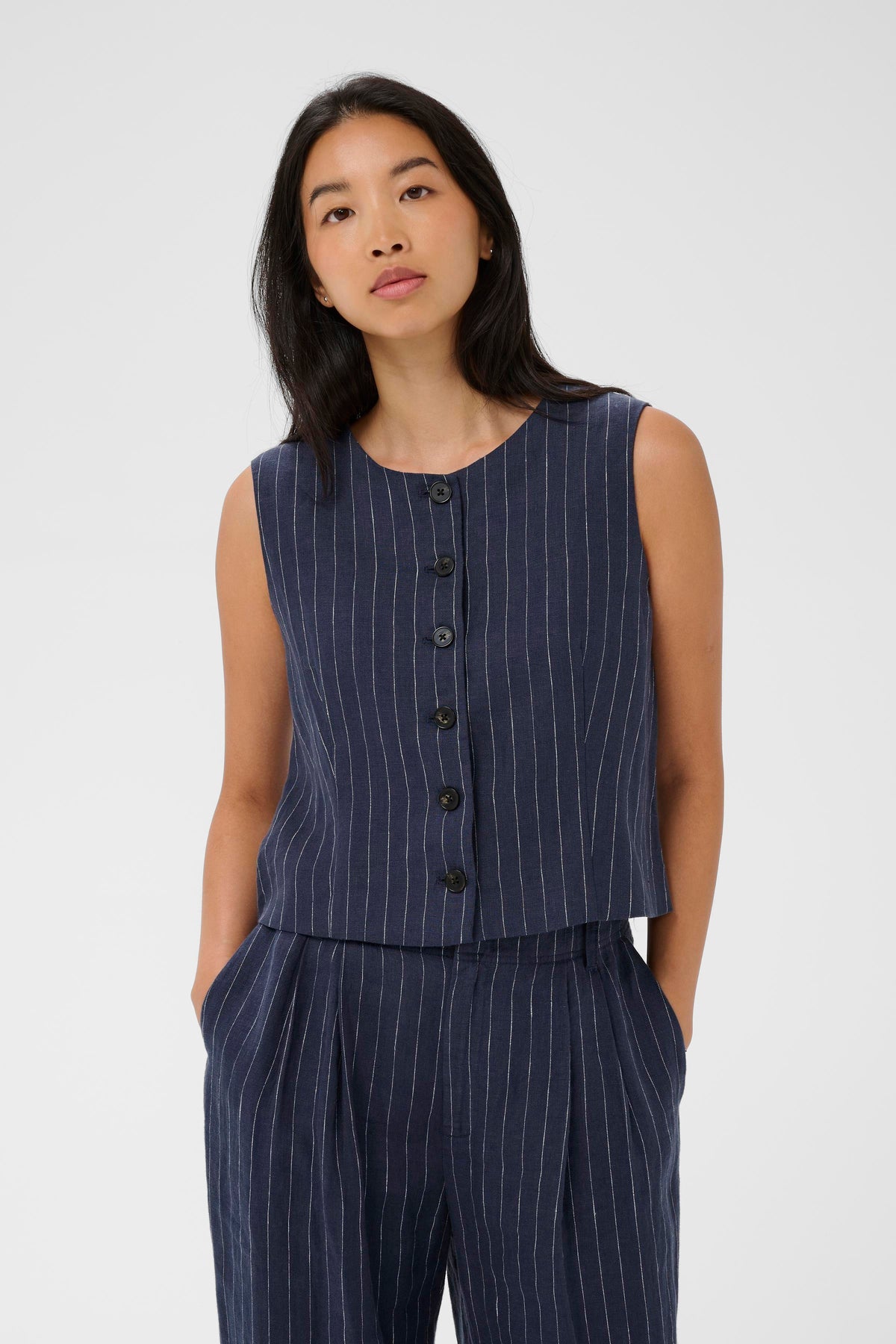 Azania Waistcoat - Blue Nights Pinstripe