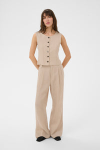 Azania Waistcoat - Neutral Pinstripe