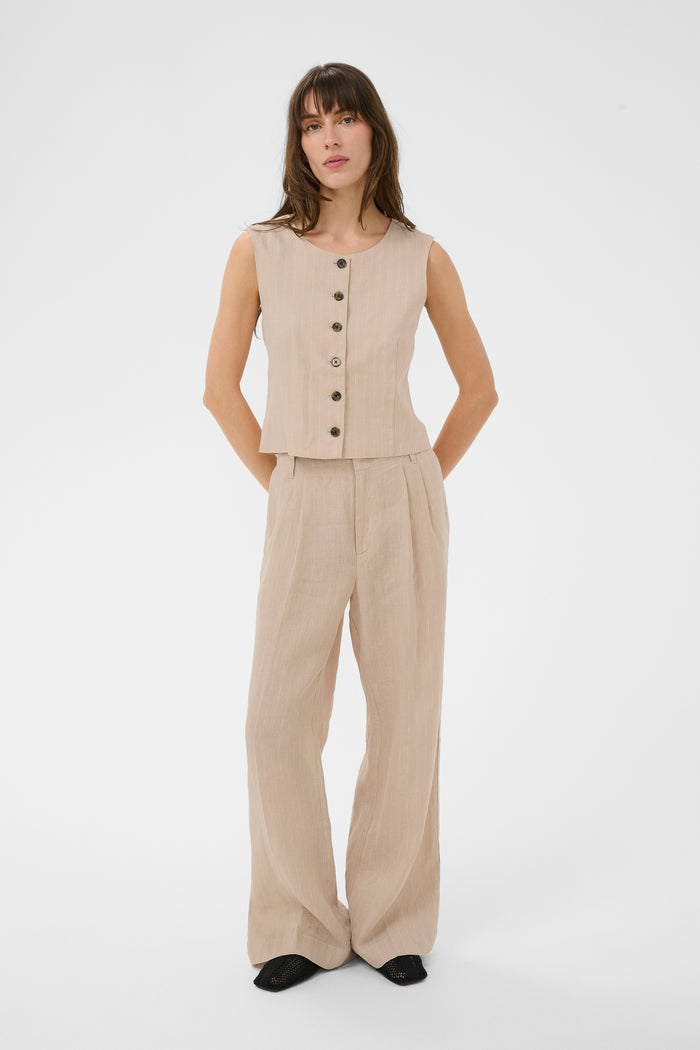Azania Waistcoat - Neutral Pinstripe