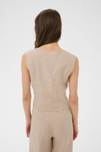 Azania Waistcoat - Neutral Pinstripe