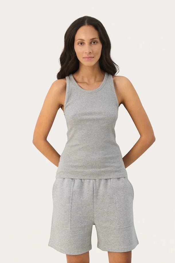 Grecias Top - Light Grey Melange