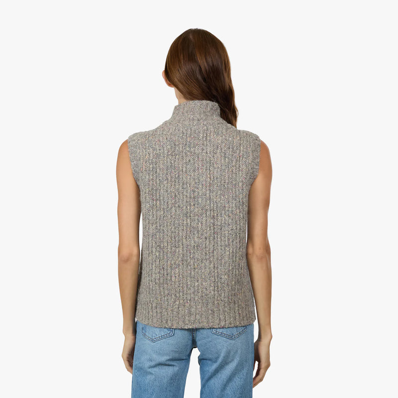 Button Front Neck Vest - Stormy