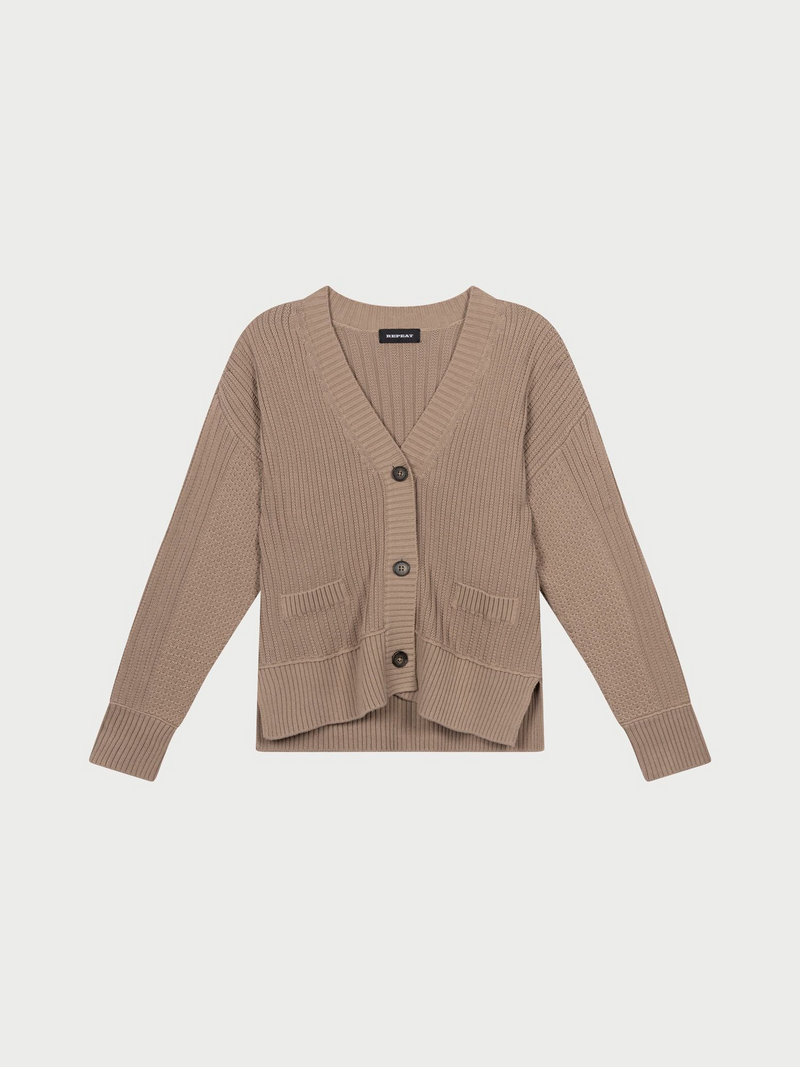 Cotton Knit Cardigan - Stone