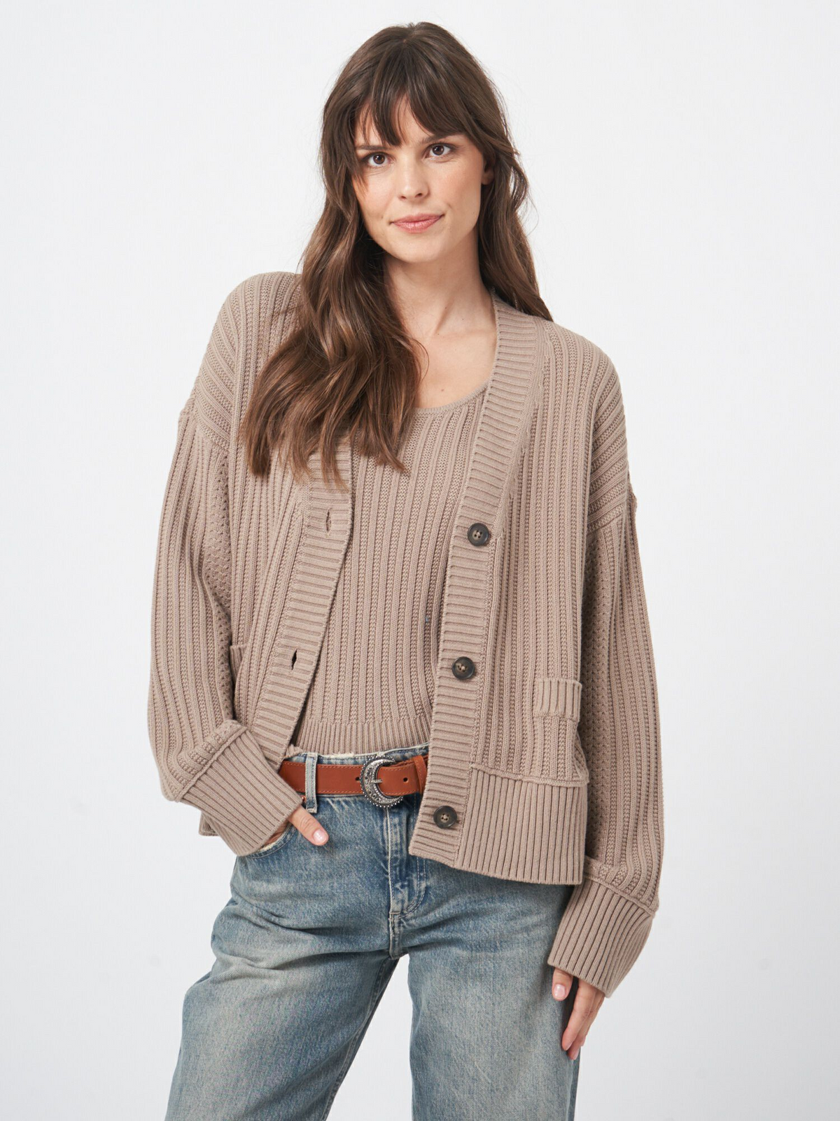 Cotton Knit Cardigan - Stone