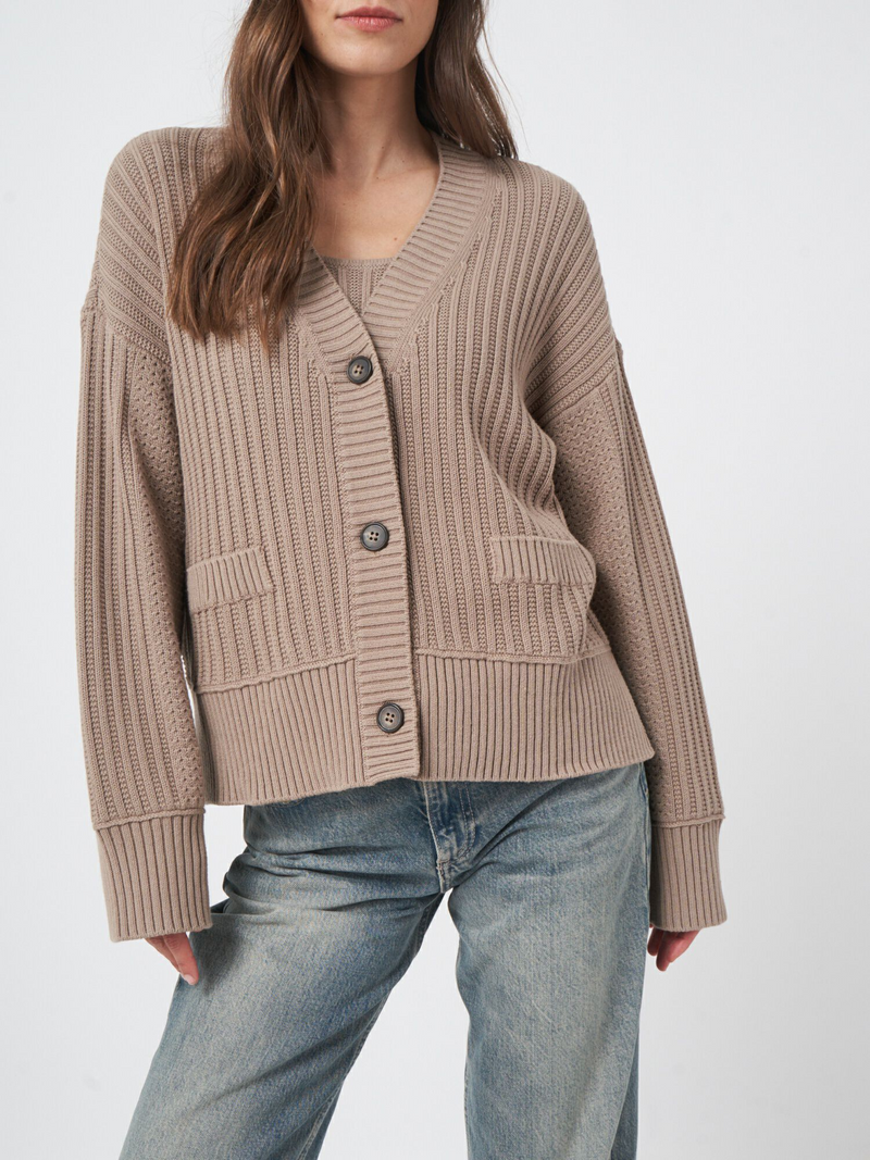 Cotton Knit Cardigan - Stone