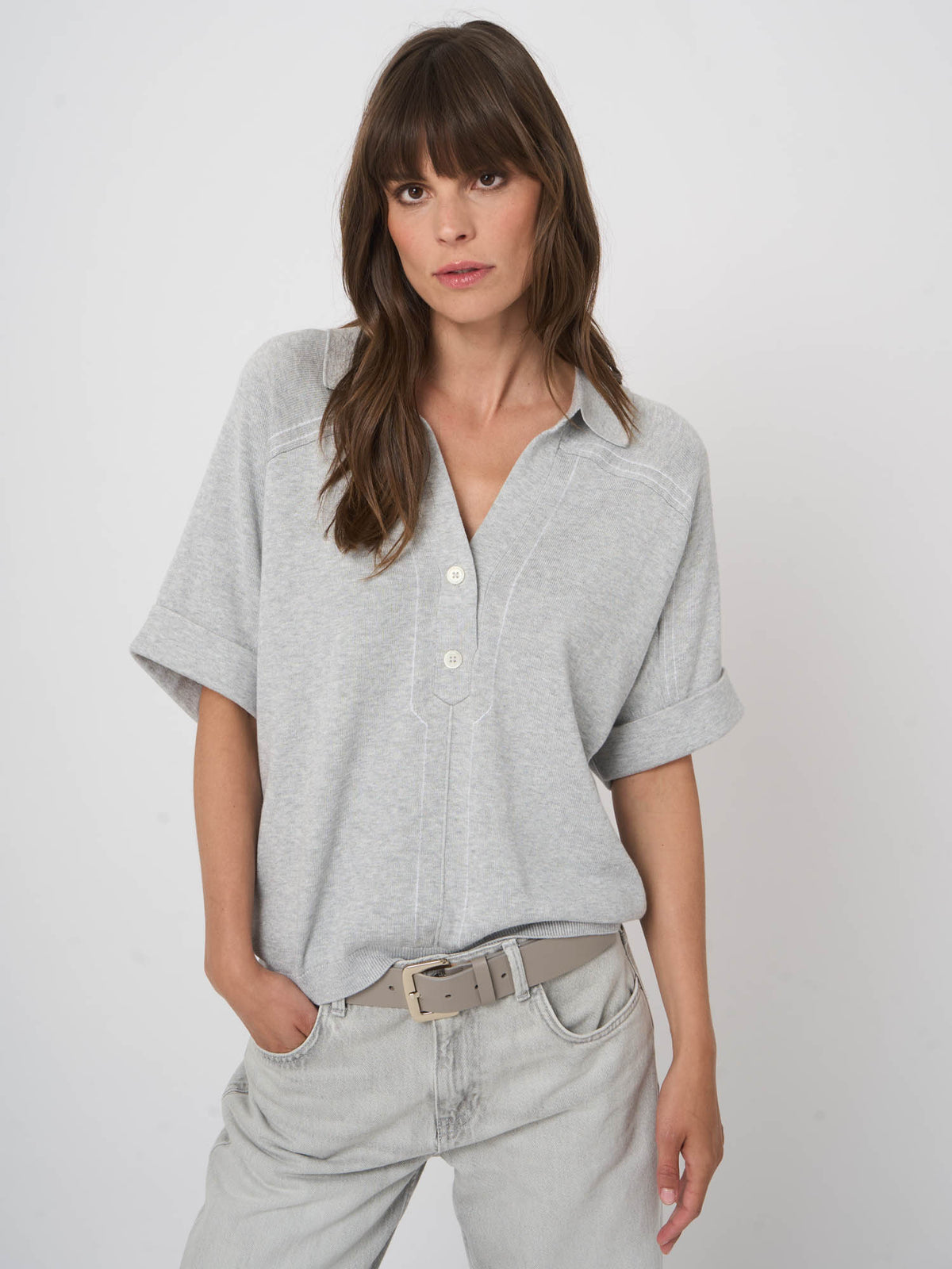 401128 Knitted Pullover - Soft Grey