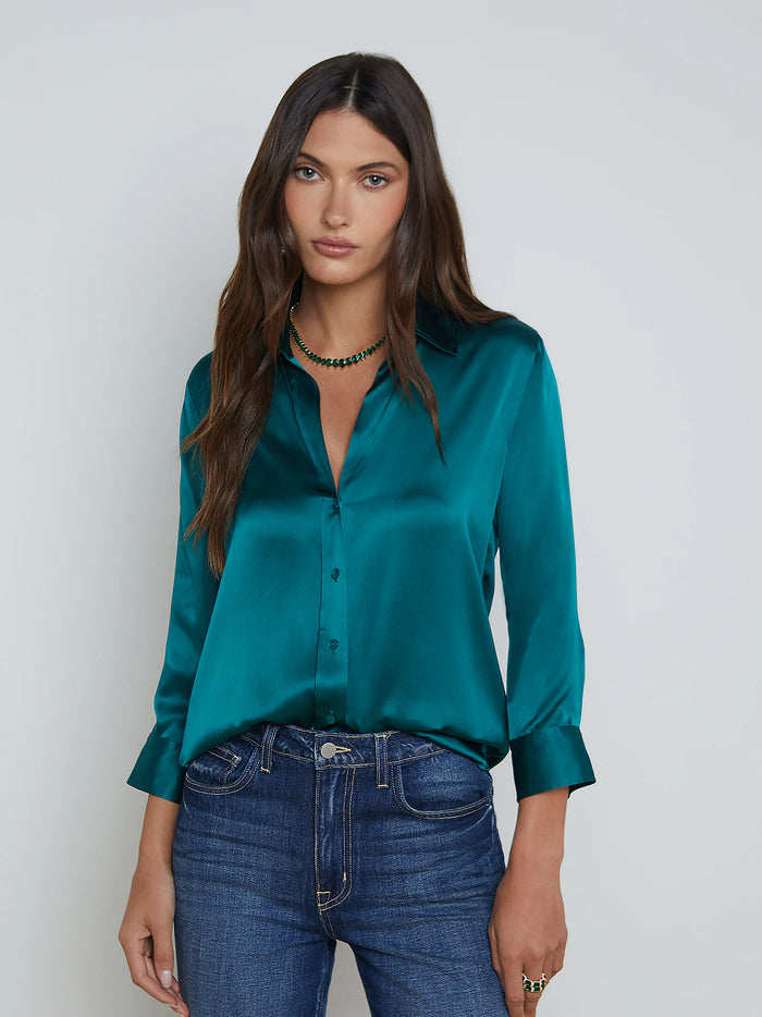 Dani Silk Blouse - Ocean Teal