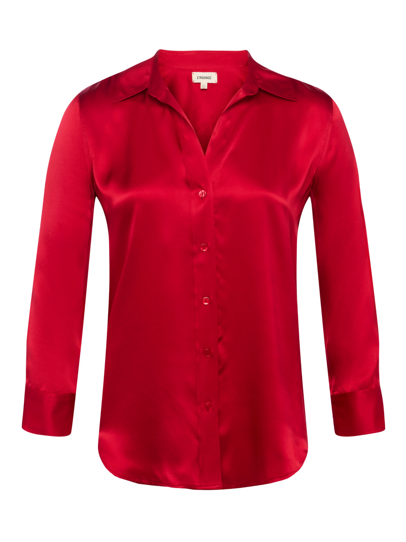 Dani Silk Blouse - Garnet Red