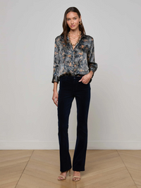 Dani Silk Blouse - Midnight Multi Etched Paisley