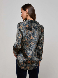 Dani Silk Blouse - Midnight Multi Etched Paisley